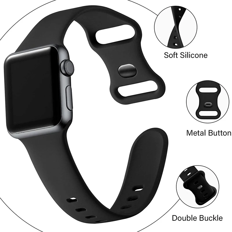 Silicone Strap For Apple Watch Band 45mm 44mm 40mm 41mm 42mm 38mm 49mm 46mm bracelet iwatch series 10 9 8 7 se 3 5 6 Ultra band