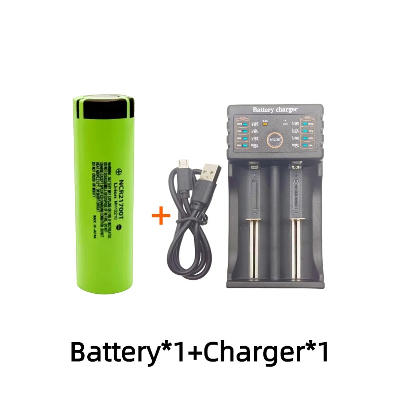 Akumulator 21700 Akumulator 3,7 V 4800 mAh 50 A Mocne akumulatory litowo-jonowe o wysokim stopniu rozładowania do elektronarzędzi + ładowarka: Złota