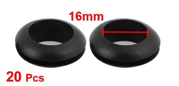 DMiotech 20 Pcs Black Rubber 16Mm Open Hole Ring Dual Side Cable Wiring Grommet
