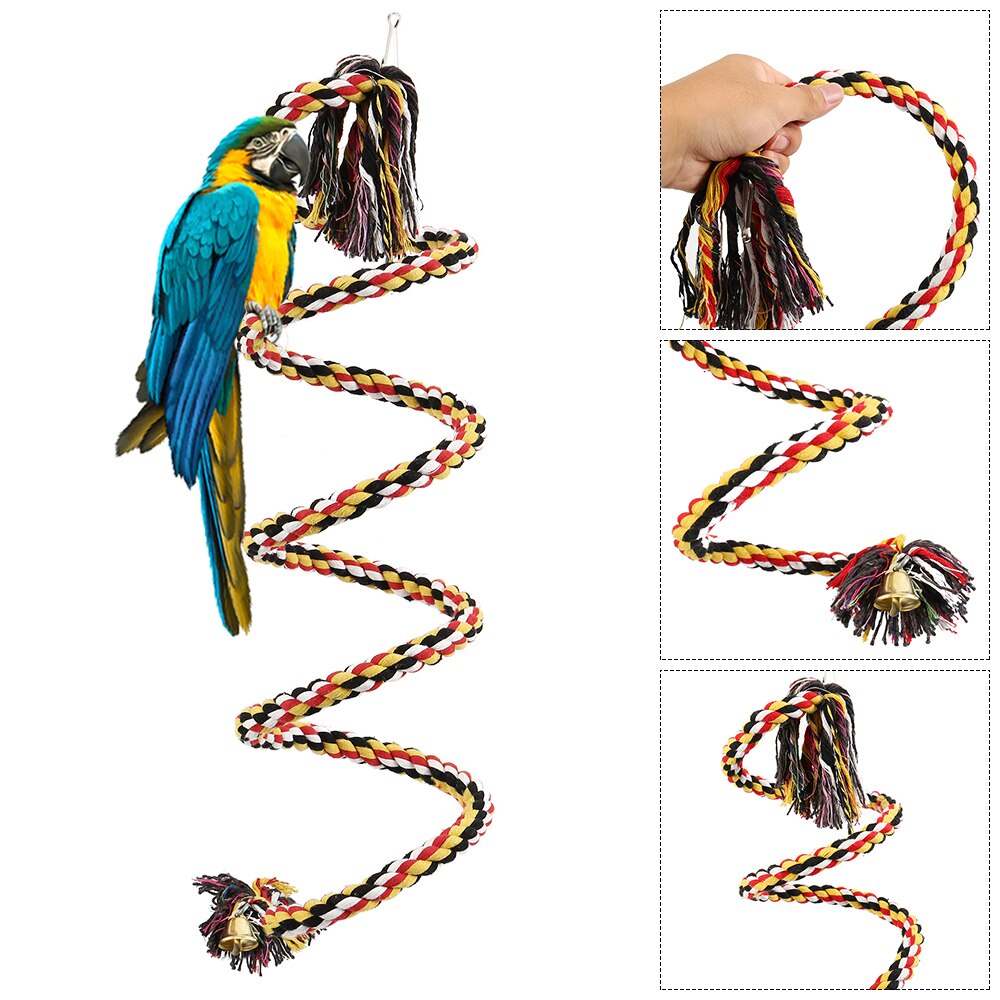 Juguetes de loro grande para Guacamayo, juguetes de loro grande gris africano, cuerda para aves, suministros para mascotas, pájaro, escalada en espiral, percha de pie