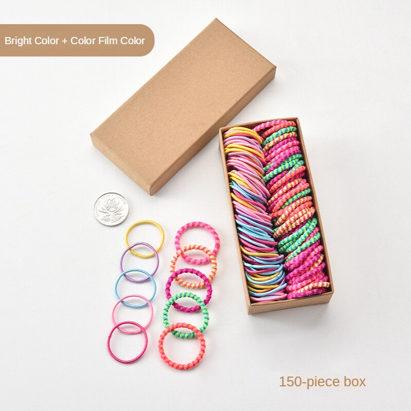 Kinderen Rubber Haarband Niet-Wegwerp Haarband Boxed Baby Kleine Nummer Meisjes Haarband Meisje Haar Accessoires Hoofdtooi: Brightly Colored 100   Colored Roll 50