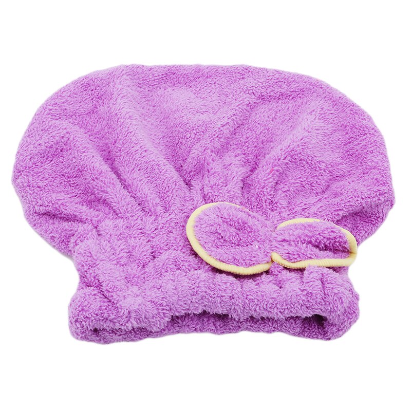 God hygroskopisitet og pusteevne mikrofiber hår turban raskt tørr hår lue innpakket håndkle cap håndkle: Lilla