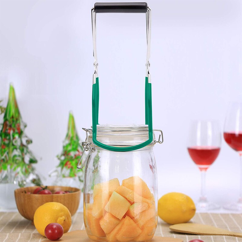 2 Pieces Canning Jar Lifter Tongs Stainless Steel Jar Lifter with Grip Handle for Home Kitchen