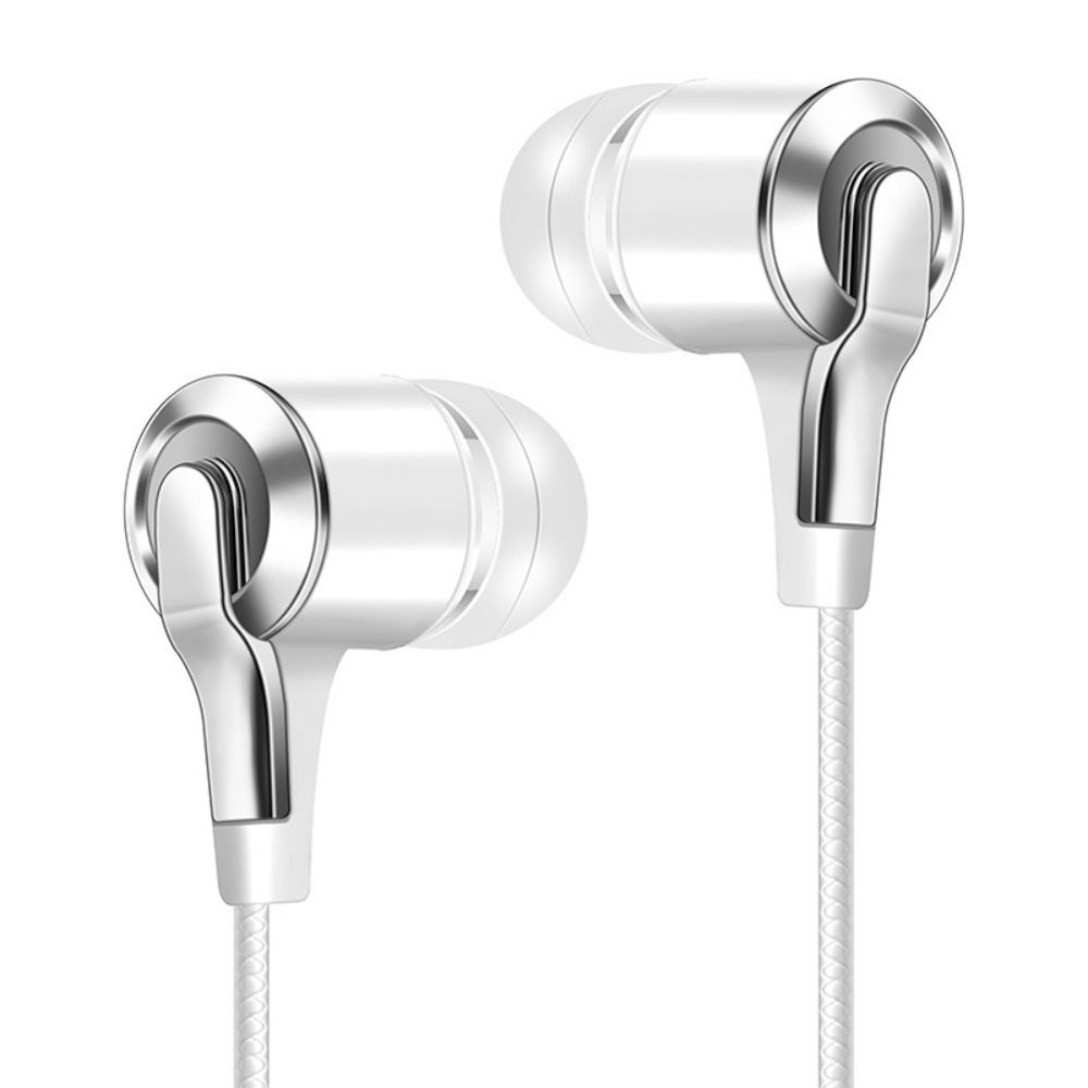 Wired Headphones 3.5mm Sport Earbuds Heavy Bass Wire Controlled In-ear Phone Earphones Stereo Headset with Mic Music Gaming: WHITE