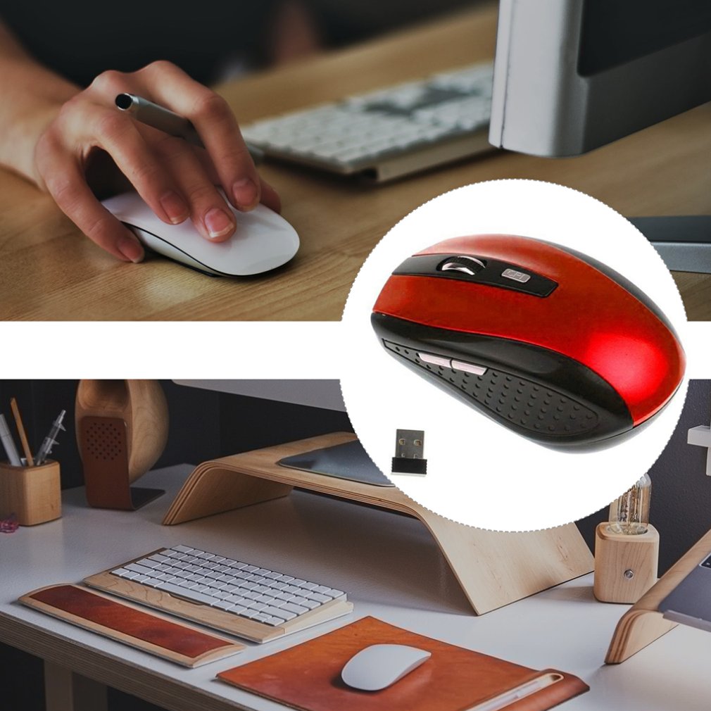 2.4G wireless optical mouse with side keys Kraft box packaging Ergonomic Optical technology Laptop