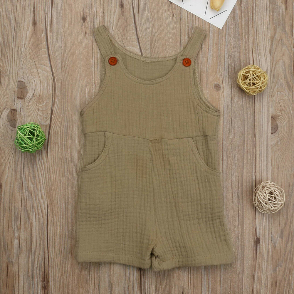 Katoenmix peuter baby jongen meisje kleding romper katoen linnen overall jumpsuit ouftit casual baby overalls match streetwear: Grijs / 3m