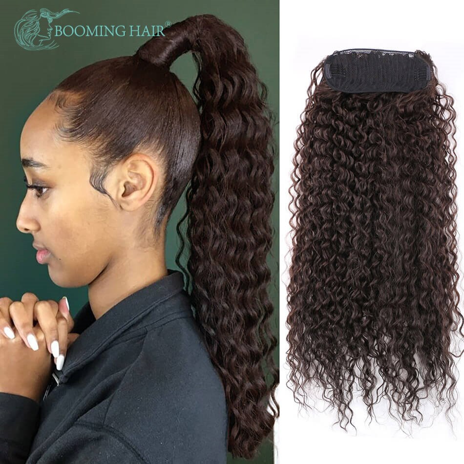 Coletero de onda larga de agua extensiones de cabello con Clip, pelo sintético, cola de caballo de 32 pulgadas: # 4