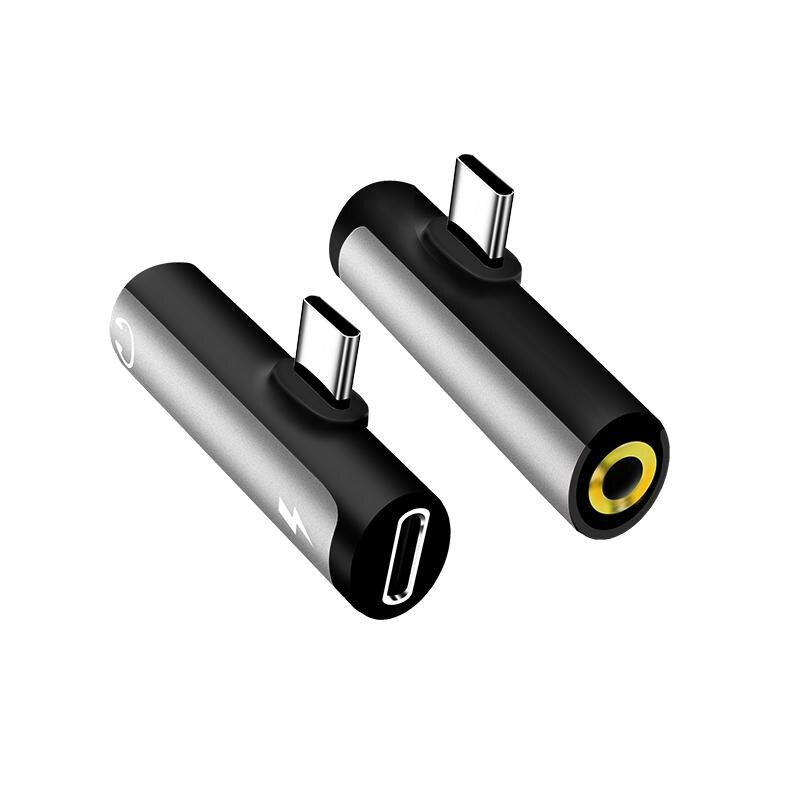 Adaptador de auriculares dos en uno, convertidor de 3,5mm, doble cabeza, tipo C, carga de canciones, 3 tarjetas de sonido, llamada de línea de Audio: silver