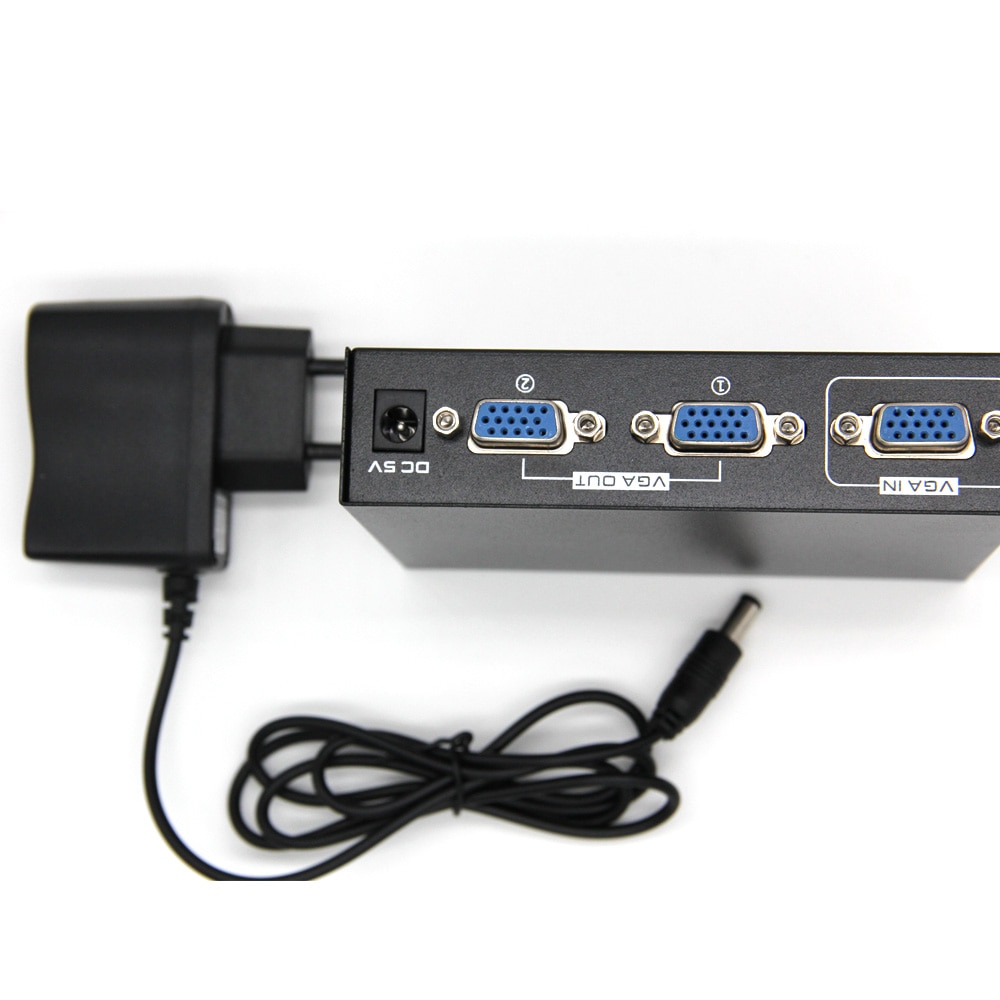 2 Port VGA 200MHz Video HD Signal Amplifier Booster Splitter Share Box 1920*1440 for PC Monitor Projector US Plug