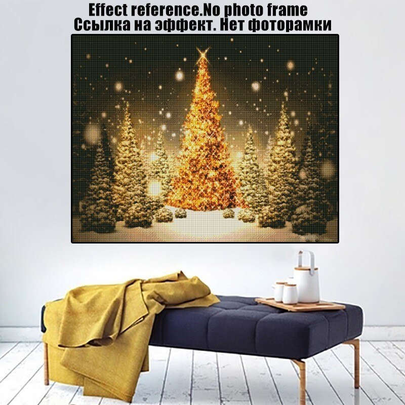 MIAODU DIY Diamant Borduurwerk Landschap 5D Diamant Schilderij Kerst Volledige Boor Vierkante Boom Foto Van Strass Decor Thuis