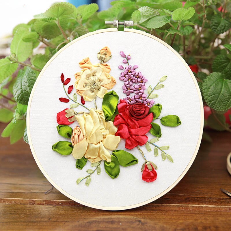 Ribbon Flower Embroidery Kit for Beginner Handwork Needlework Cross Stitch Set Swing Art Handmade Craft Wall Painting Home Decor: 1