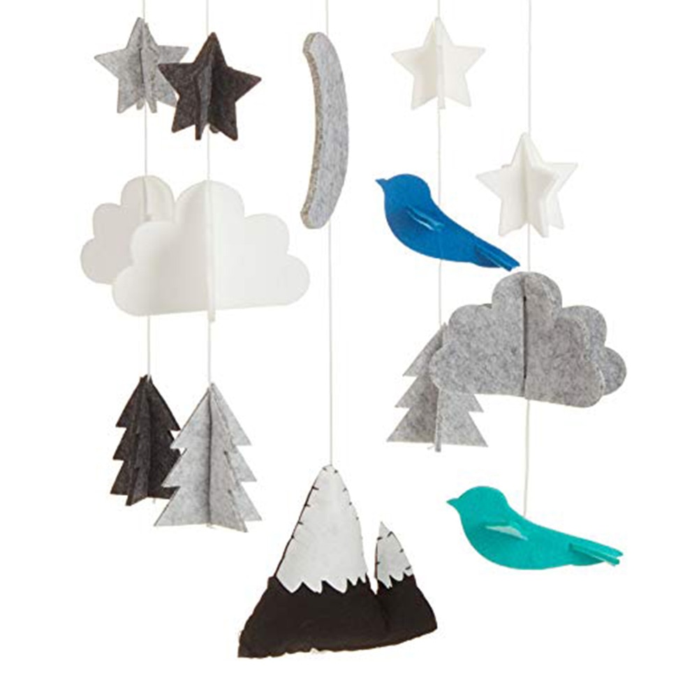 16 Patterns Shape Baby Crib Mobile Stars Clouds Birds Moon Snowy Mountain Baby Ceiling Hanging Nursery Decor
