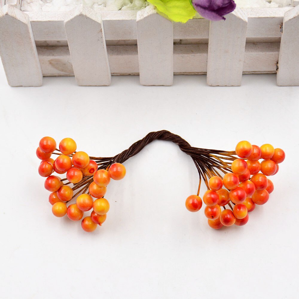 Fleurs artificielles Double tête 9 baies 25 pièces/lot | Décor de fête mariage, décoration artisanale pour bricolage, Scrapbooking: Red and Yellow
