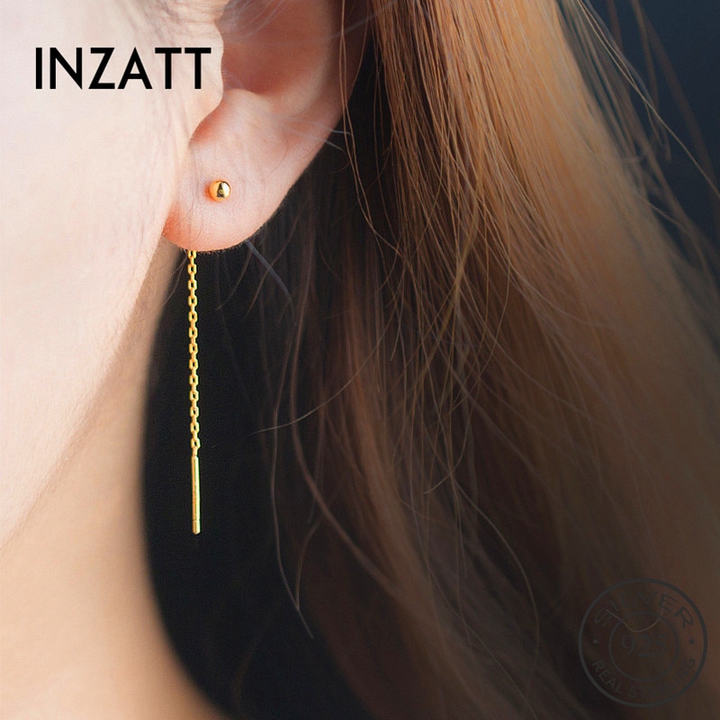 INZATT-boucles d'oreilles en argent Sterling 925, ligne minimaliste, pendentifs, goutte d'eau, pour femmes, accessoires de fête, ,