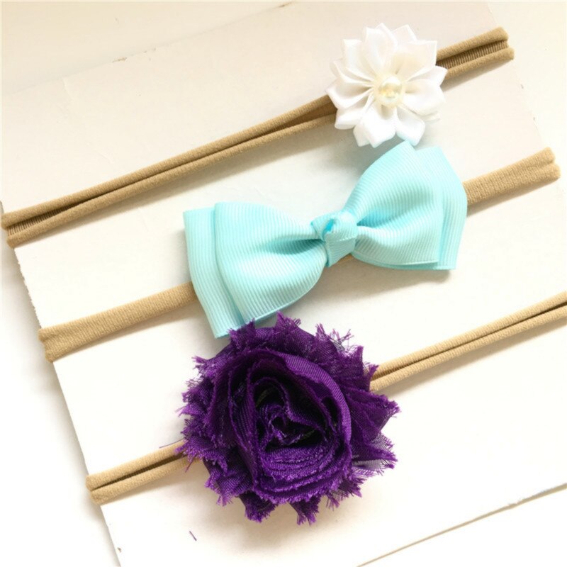 3pcs Hair Accessories flower bow Head Bands For Kids Girls Bow Elastic Handmade Beauty Hair Headbands headwear