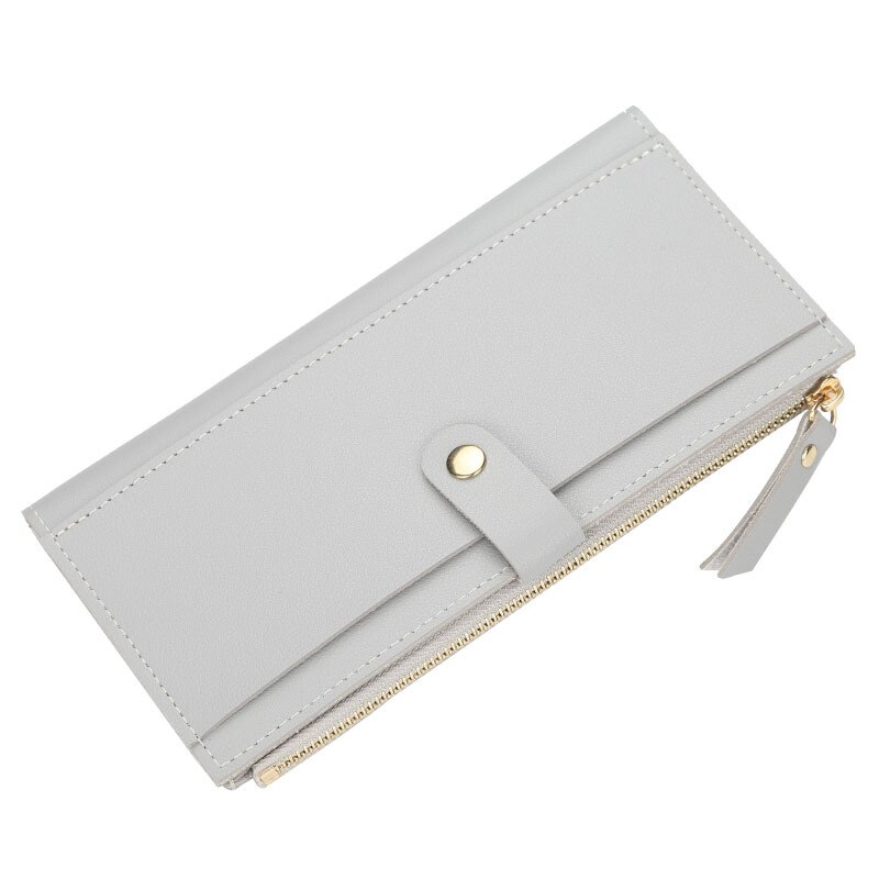 Bllerry WOMEN'S Wallet Simple Multi Card Bit Card Holder Three Fold Buckle Long Wallet: Greyish White