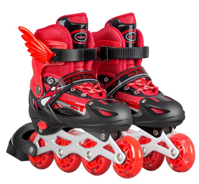 Single flash inline skates roller skates beginner skates adjustable size skates: 4 / 26-32
