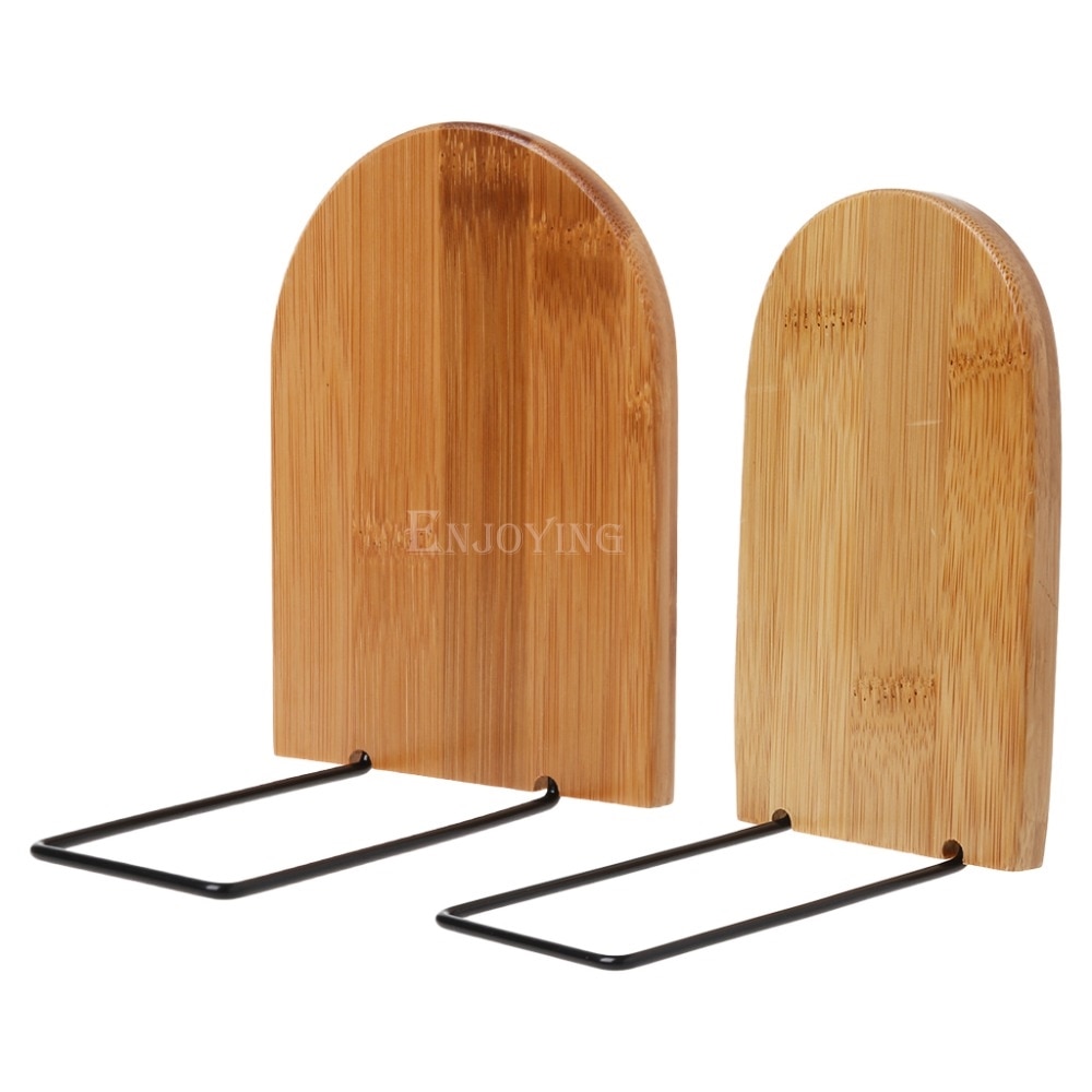 Nature Bamboo Desktop Organizer Office Home Bookends Book Ends Stand Holder Shelf Bookrack