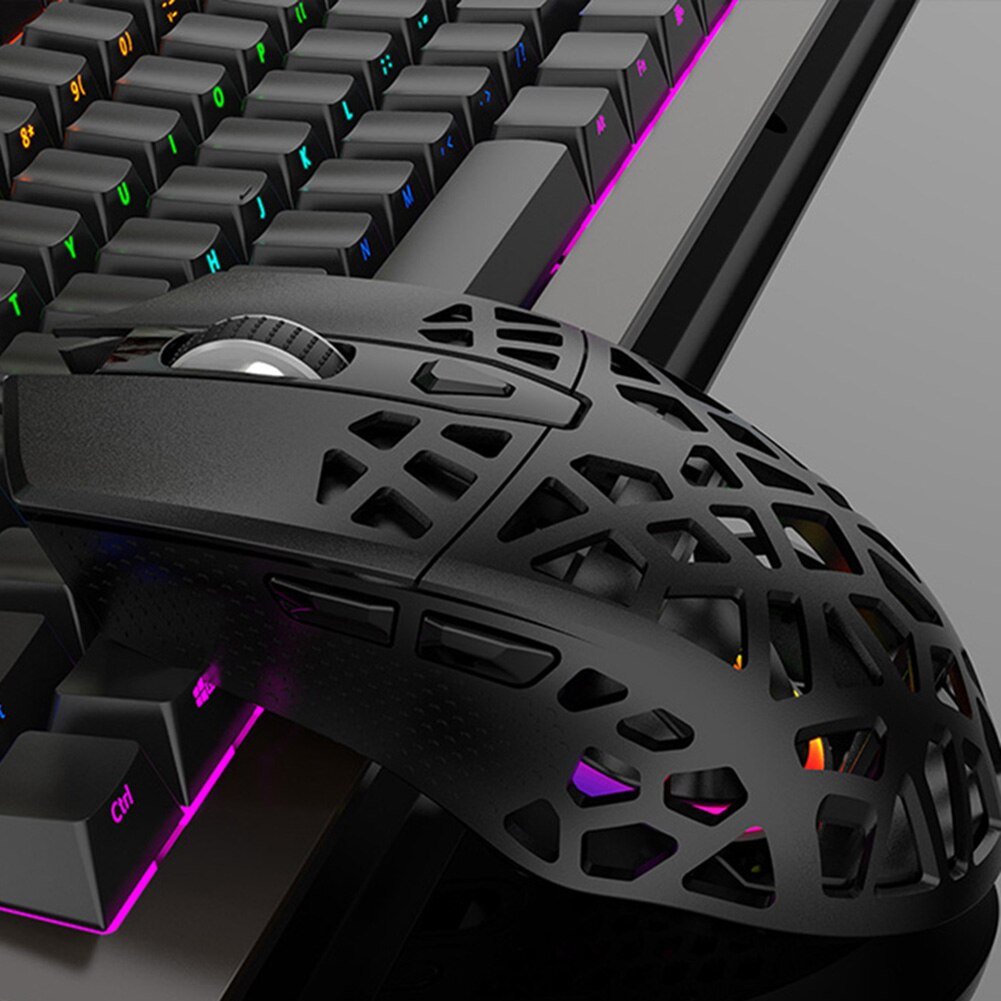 Ajazz AJ339 Hollow Macro Definition USB Wired Mouse RGB Backlight 6 Gears 6200 DPI Adjustable Symmetrical Ergonomic Gaming Mice