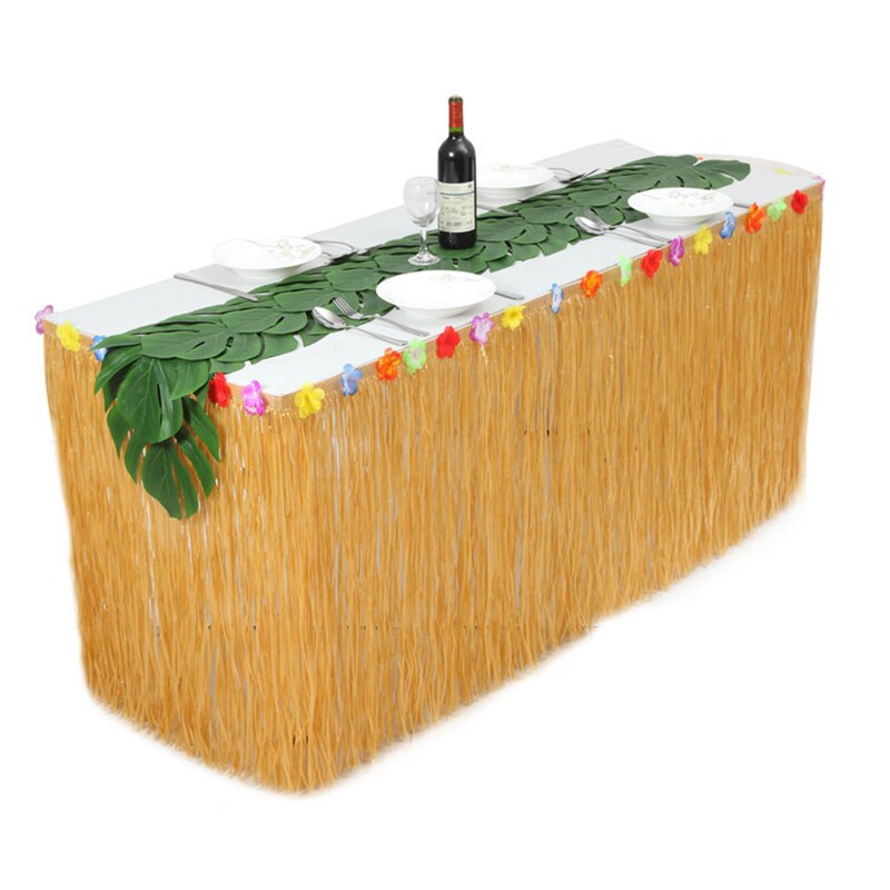 109/149pcs Table Skirt Raffia Style Fringe Party Decoration Kit for Tiki Tropical Hawaii or Moana Themed Birthday JS22