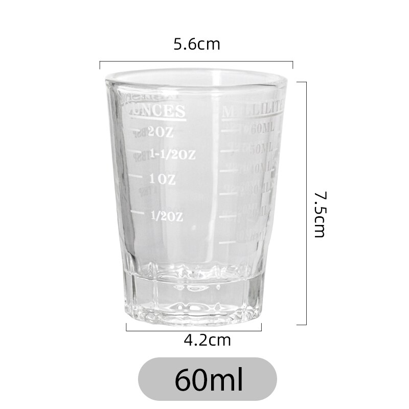 Tasse à mesurer expresso en verre de 45/60 ML, verre à Shot, liquide, once, avec échelle, fournitures d&#39;outils de cuisine: white 60ml