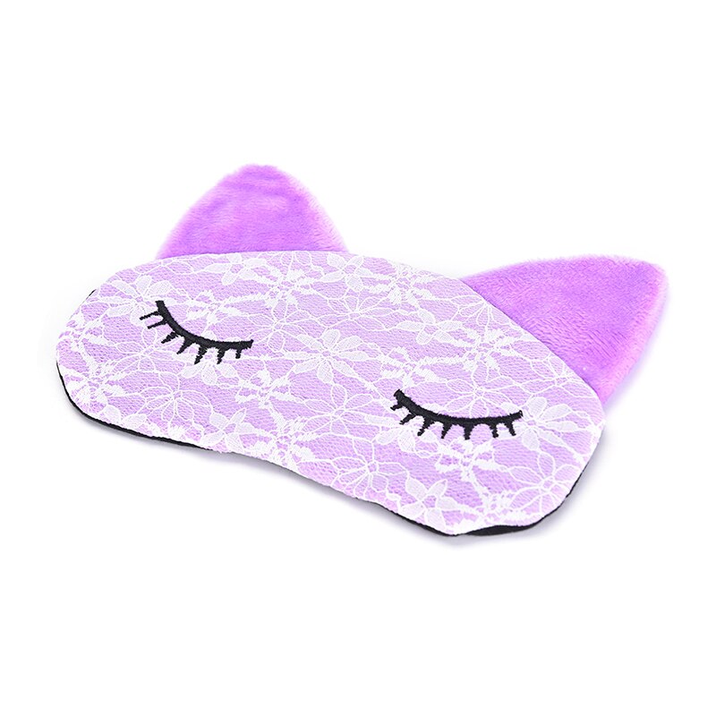 Mascarilla negra con dibujos animados para dormir, de gato antifaz para dormir, relajante, 1 unidad: Morado