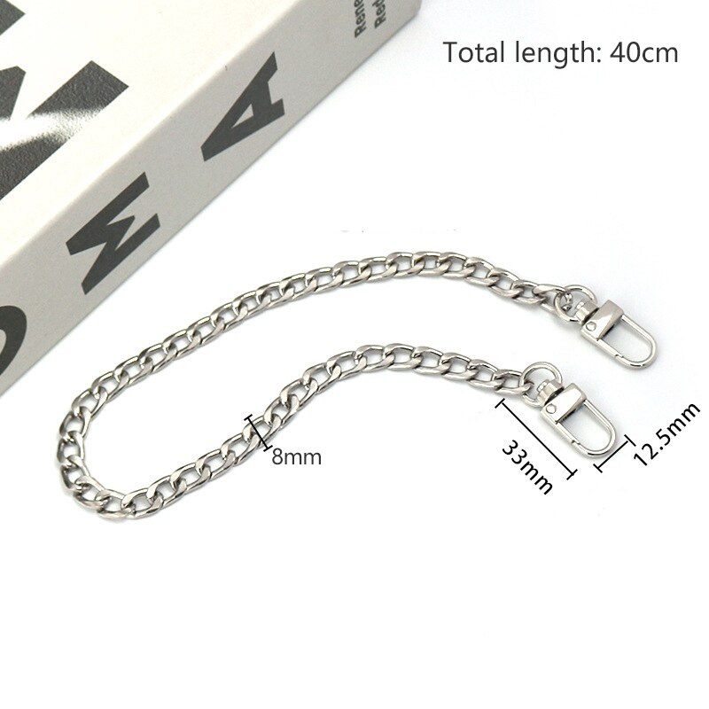 20cm/40cm/60cm/100cm/120cm metallkedjor för att byta axelväska axelrem kedja guld/silver handväska handväska handväska väska tillbehör: Silver -40cm