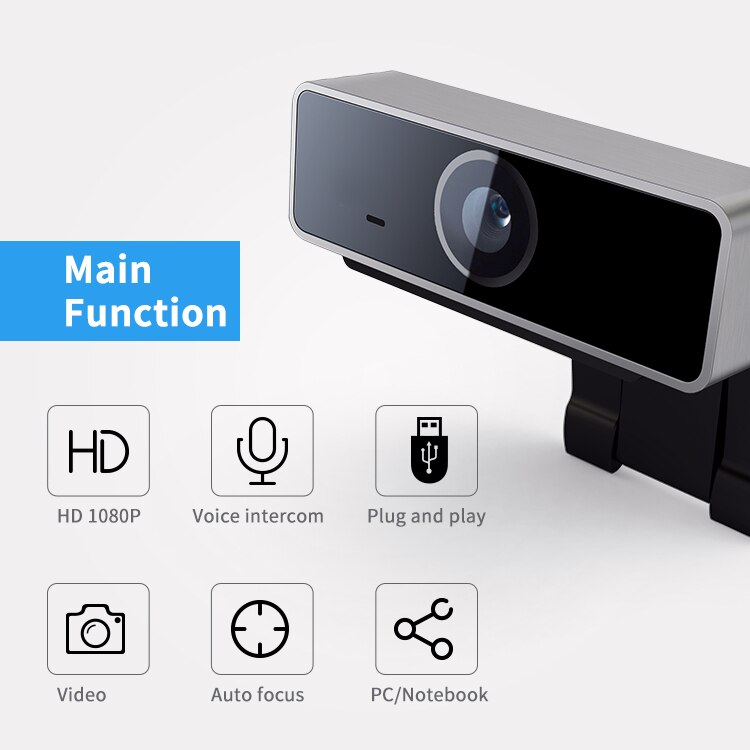 Redução de ruído da webcam de usb da câmera do computador 1080p hd com microfone para o ensino em linha da videoconferência