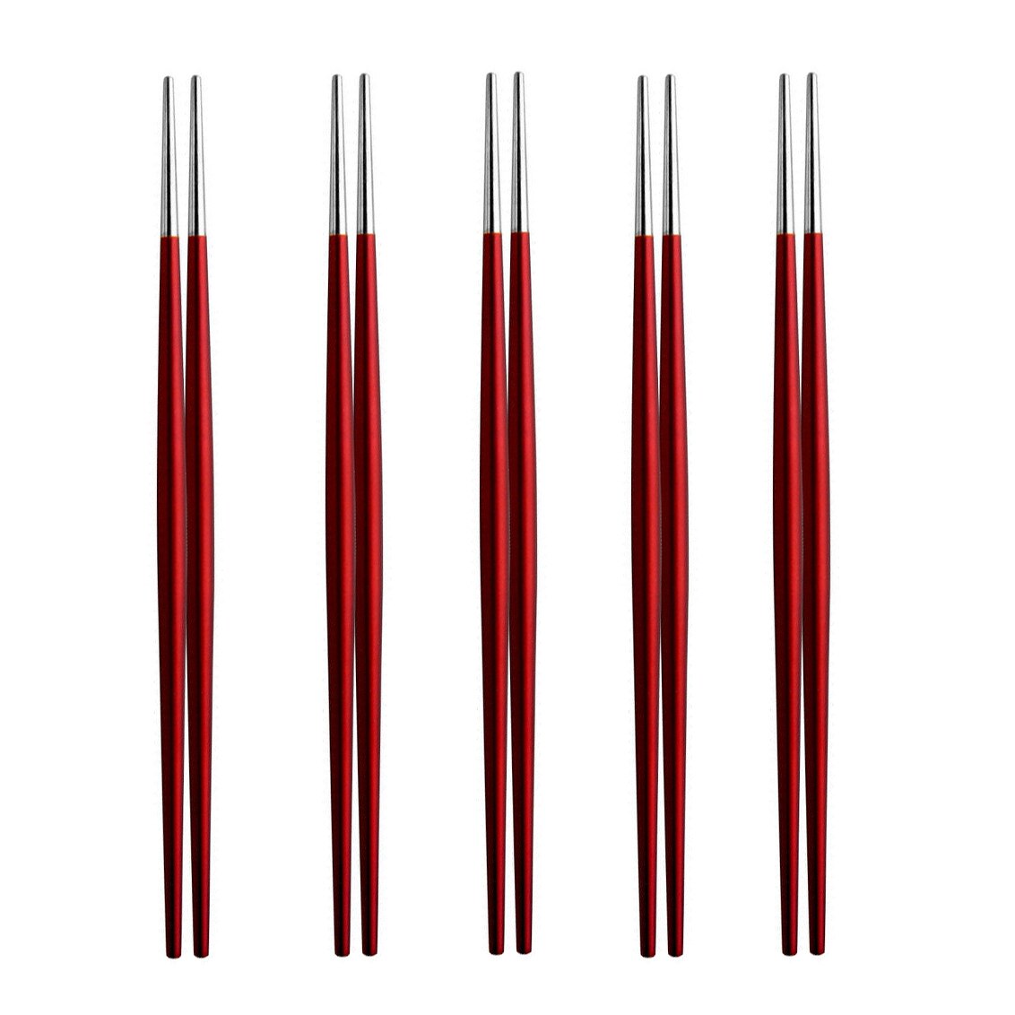 Stainless Steel Chopsticks Set 5pair Japanese Chop Sticks Multi Color Metal Chopsticks Reusable Food Sticks Sushi Hashi Baguette: red silver 5pair