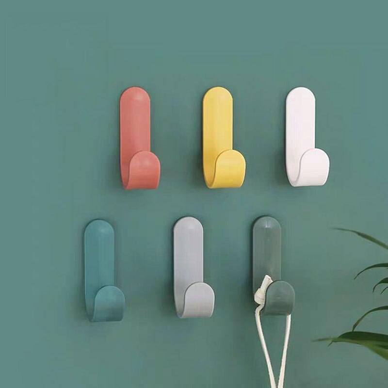 4pcs/set Towel Hooks Plastic Door Hangers Self Adhesive Wall Hangers Hat Racks Keys Hanger Home Decor