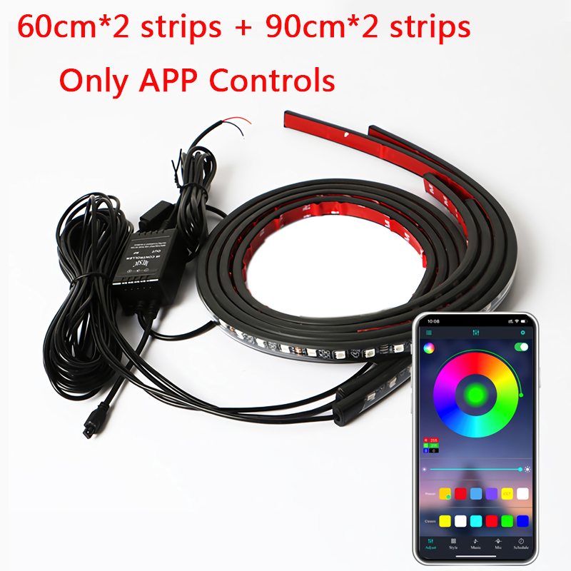 Charssis-tira de luces LED flexibles para coche, Control remoto/aplicación, luces de neón RGB, ambiente, Lámpara decorativa automática: 4300 K blanco amarillo