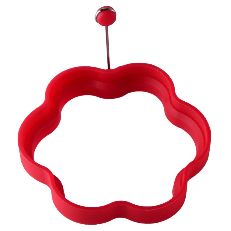 Silicone Fried egg mold round Heart-Shaped Star Bear Flower Omelette Maker Molded Silicone Omelette Pancake Baking Shape: 1FLOWER-RED