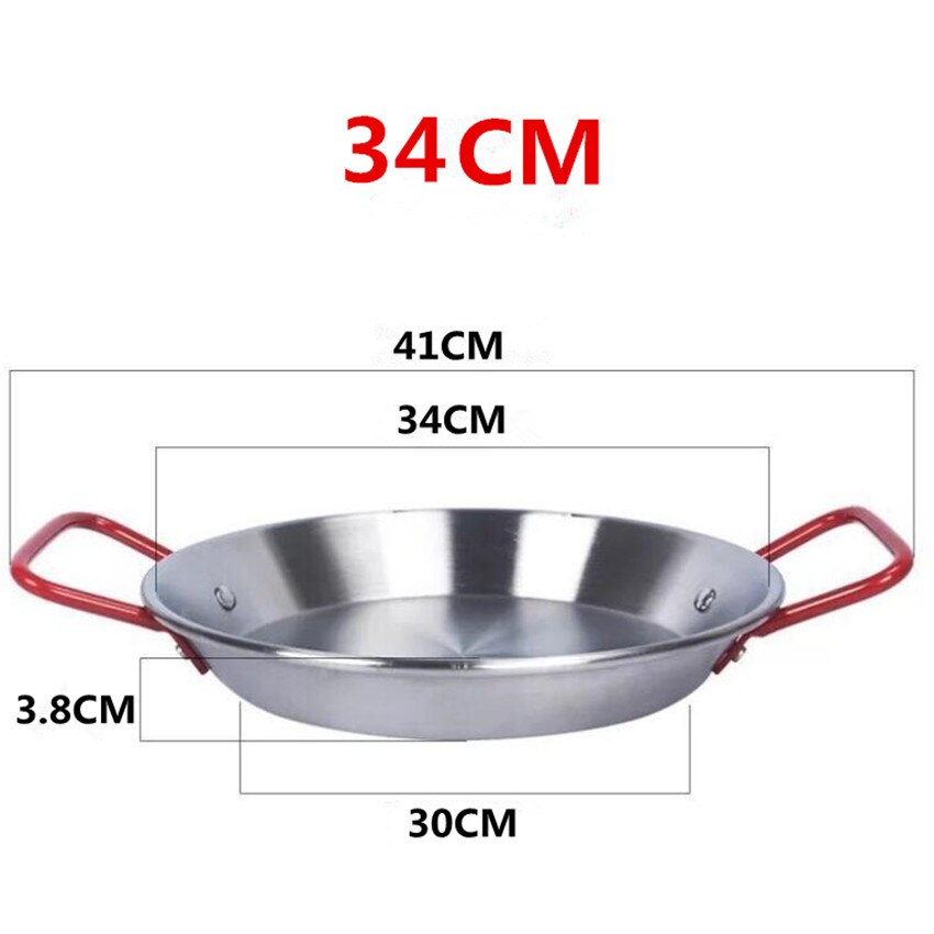 1 stuk spaanse paella pan roestvrij staal koreaanse gefrituurde kipschotel zeevruchtenschotel kaaskoker pot: 34cm