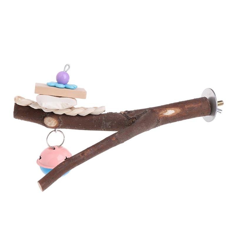 20cm Parrot Raw Wood Fork Tree Branch Stand Rack Toy Hamster Branch Perches For Bird Cage Pet Bird Wooden Parrot Stand