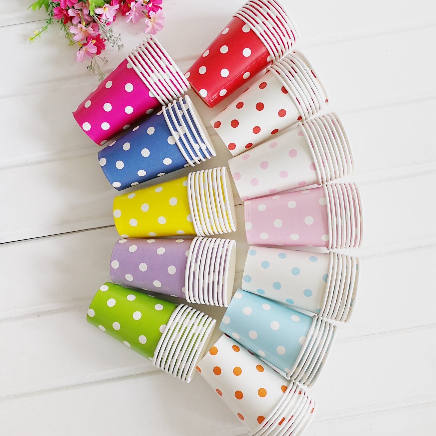 12pcs party polka dot paper cup disposable party paper cup wedding children birthday party supplies cold drink cup