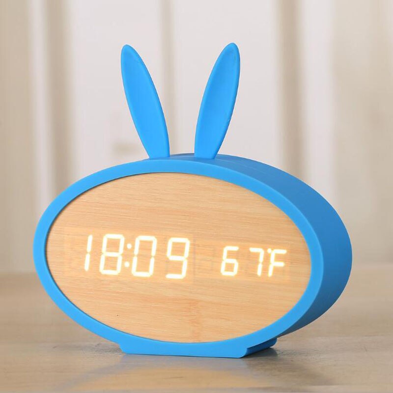 Digitale wekker, schattig, grappig, houten diy led-klok voor kinderen/meisjes met temperatuur voor de kinderkamer