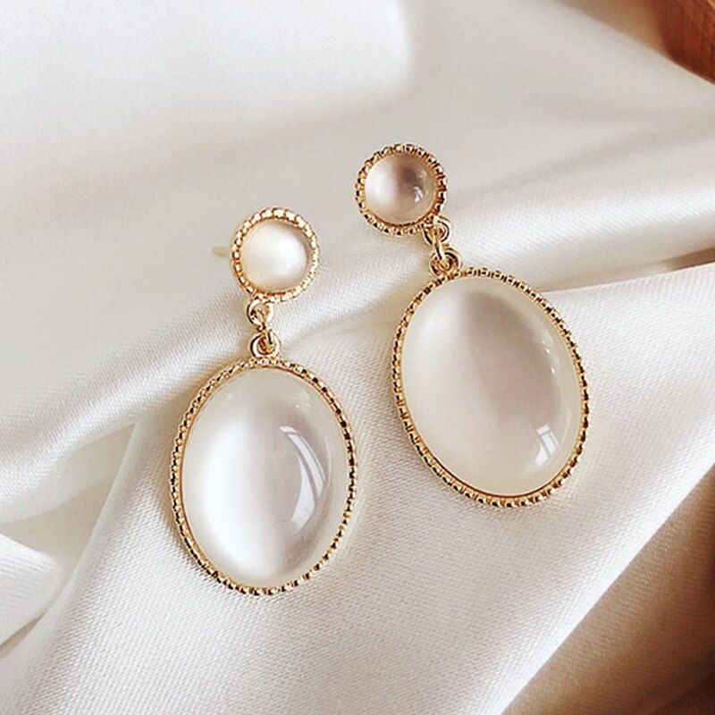 Simple Joker Leaf Zirconia Opal Earrings for Women Exquisite Rhinestone Flower Geometric Stud Earring Girls Classic Jewelry: 5