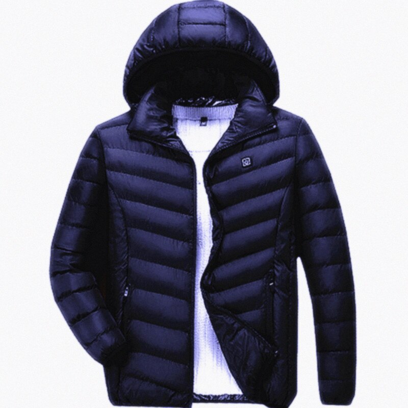 Giacche riscaldanti da uomo USB calde invernali termostato intelligente colore puro abbigliamento riscaldato con cappuccio giacca in cotone impermeabile da uomo