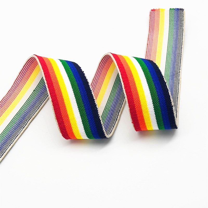 Regenboog Elastiekjes 25mm 38mm Kleurrijke Elastische Duurzaam Rubber Riem Lint DIY Naaien Jurk Broek Schoenen Kleding Accessoires 1M: 25mm Rainbow
