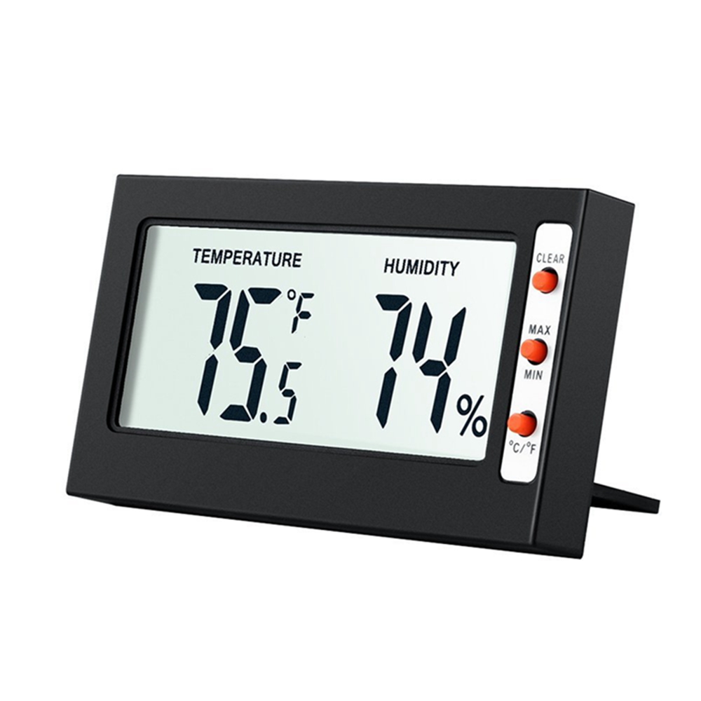 Reptiel Fokkerij Thermometer Met Knop Thermometer En Hygrometer, Zwart Grote Scherm Huisdier Thermometer En Hygrometer