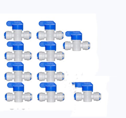 10 PCS Water Connect 1/4 inch Ball Valve Shut off Quick Connect for Water Reverse Osmosis System Aquarium Osmosis