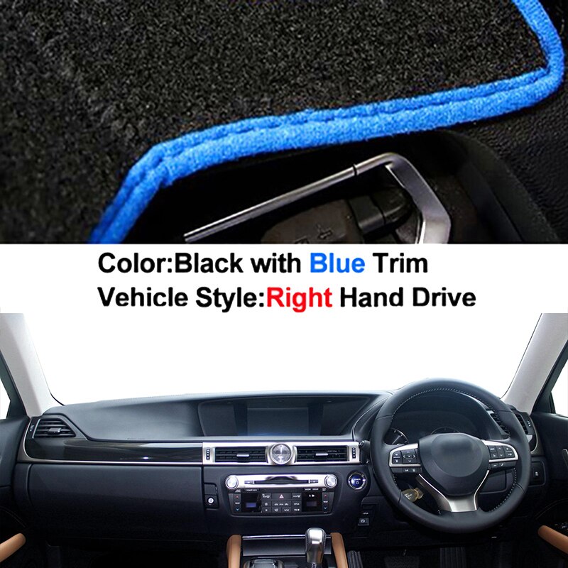 Car Inner Dashboard Cover DashMat Carpet For Lexus GS GS250 GS350 GS300h GS400h GS450h L10 - Rug Anti-UV Sun-Shade: Blue RHD