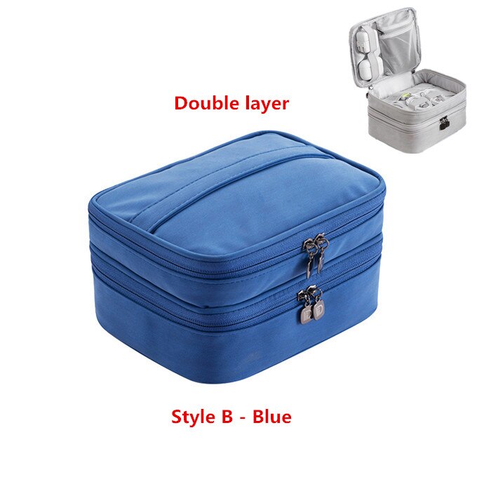 Travel Accessory Digital Bag Power Bank USB Charger Cable Earphone Storage Pouch Shockproof Electronic Organizer Package: B-Blue