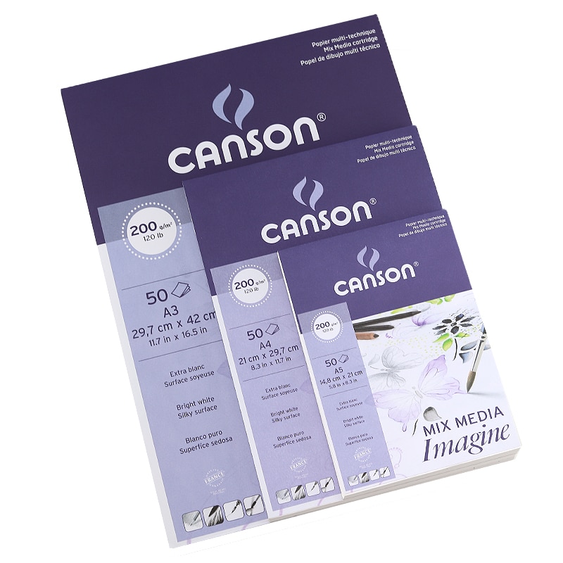 Canson Mix Media Voorstellen Pad Aquarel Papers 200G/M2 50 Vellen A5 A4 A3 Frankrijk