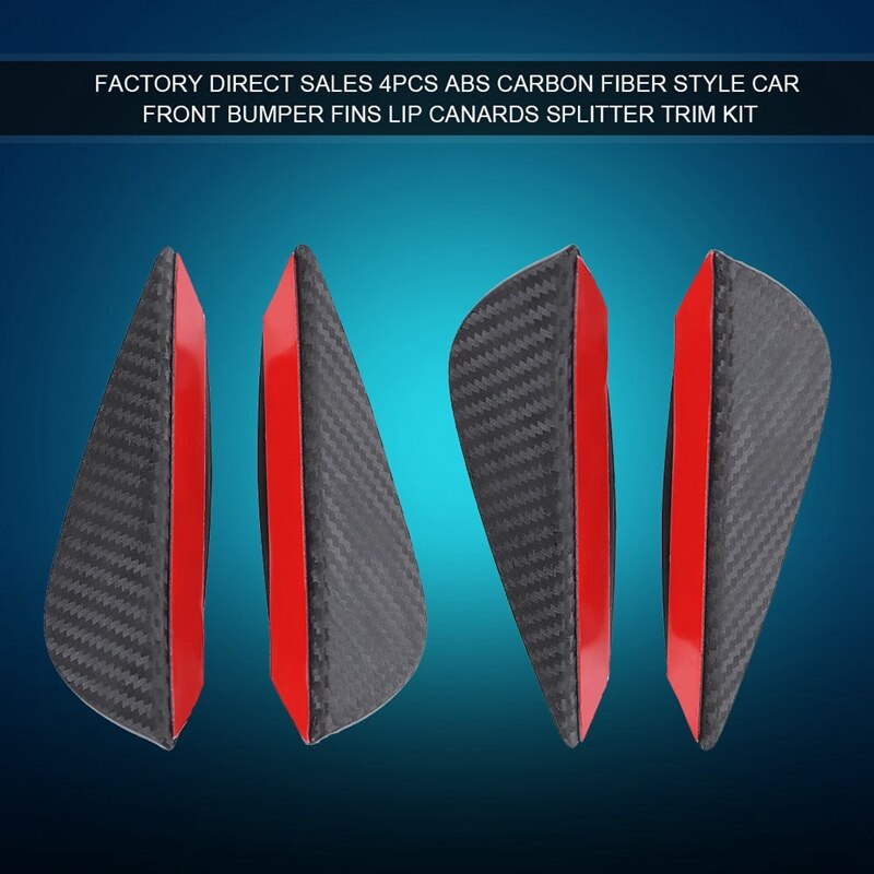 4Pcs Car Driving Air Drag/Pressure Reduce Abs Carbon Fiber Rear Bumper Fins Universal Car Front Bumper Lip Spoiler Fins Canards