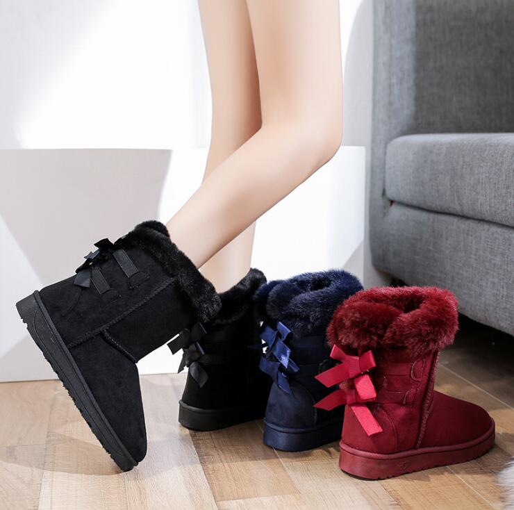 Vrouwen Winter Bont Warme Snowboots Dames Warme Wollen Booties Enkellaars Comfortabele Schoenen Plus Size 36-41 Casual vrouwen Mid Laarzen