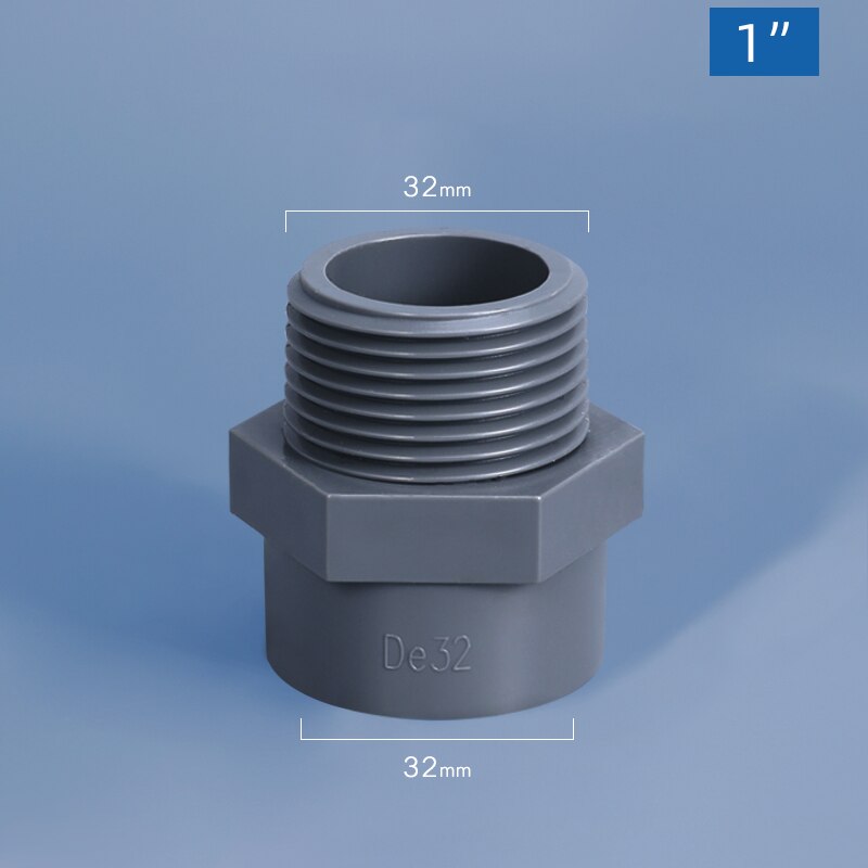 1Pcs Pvc Buisleidingen Buitendraad Slang Connector Huis Tuin Ibc Watertank Verbinding Plastic Gewrichten Adapter: 32mm