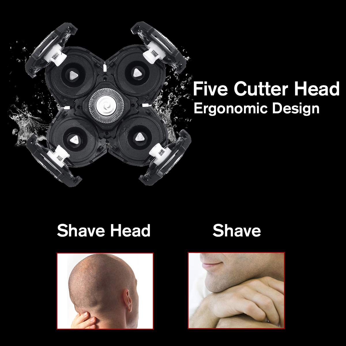 5 in 1 Multifunction Electric Shaver Hair Trimmer Clipper Bald Machine 5 Heads Rechargeable 4D Floating Head Electric Razor
