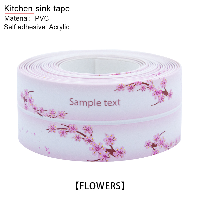 Style AcrylicTraceless Tape For Bathroom Kitchen Shower Sink Bathtub Seal Tape Caulk Strip Waterproof Sticker Sink Edge Tape: Acrylic 3.8cm hua