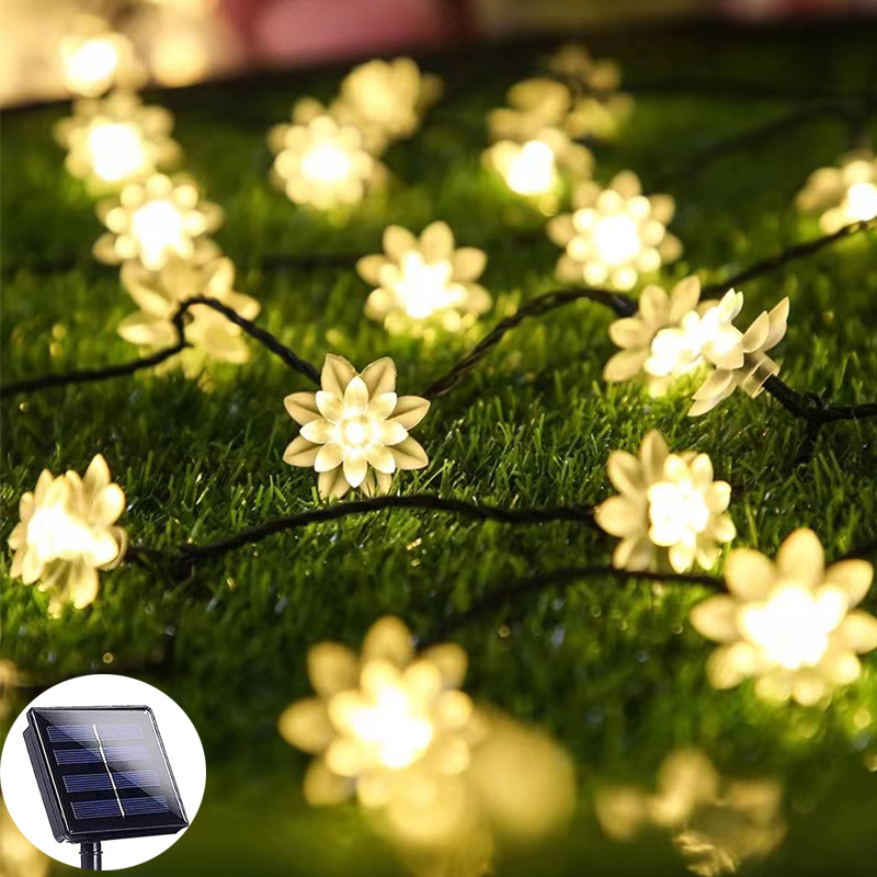 Led-solcellelampe solcelledrevet hagelys jul utendørs dekorasjonslys hage sommerfuglrose dekorativt lys utendørs kranslys